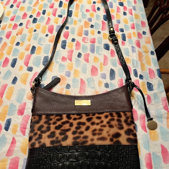 NWT Brahmin beautiful crossbody bag. Gorgeous 3 different leathers, Leopard - Picture 5 of 11